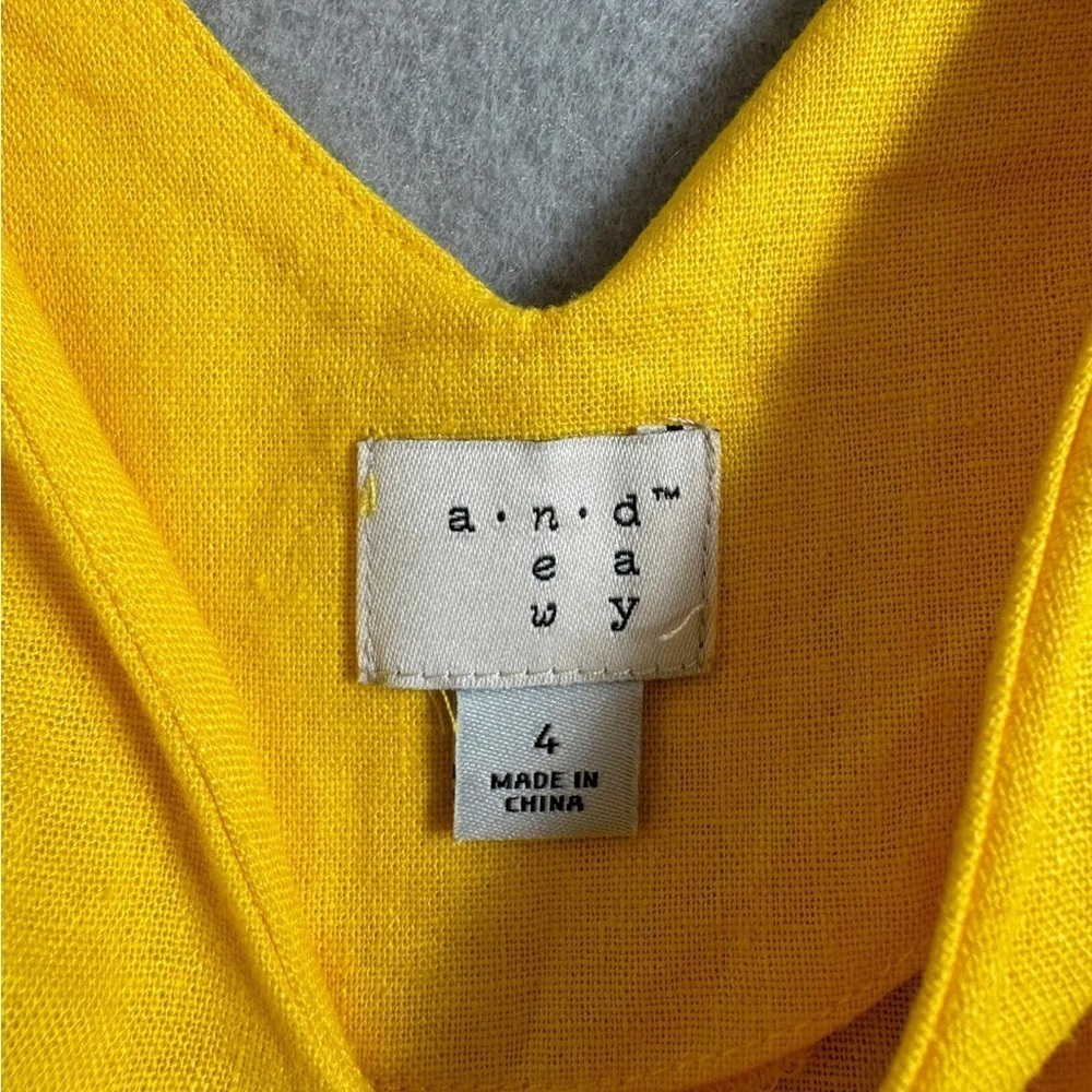 A NEW DAY Yellow Flutter Sleeve A-line Mini Dress Size 4 - Picture 5 of 10
